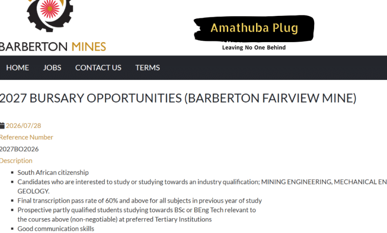 Barberton Mines 2027 Bursary Opportunities: Fully Funded Study in Mining, Mechanical, Electrical Engineering and Geology